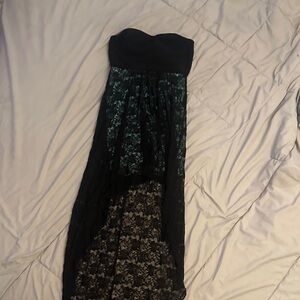 Emerald Sundae Strapless Black and Green Lace Dress